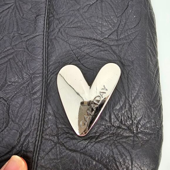 Galaday Removeable‎ Fur Detail Crinkle Leather Handbag Shoulder Purse Tote Black - Picture 4 of 16